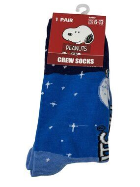 Cartoon Dog Socks Mens 6–13 Blue White Star Print Novelty Crew NWT